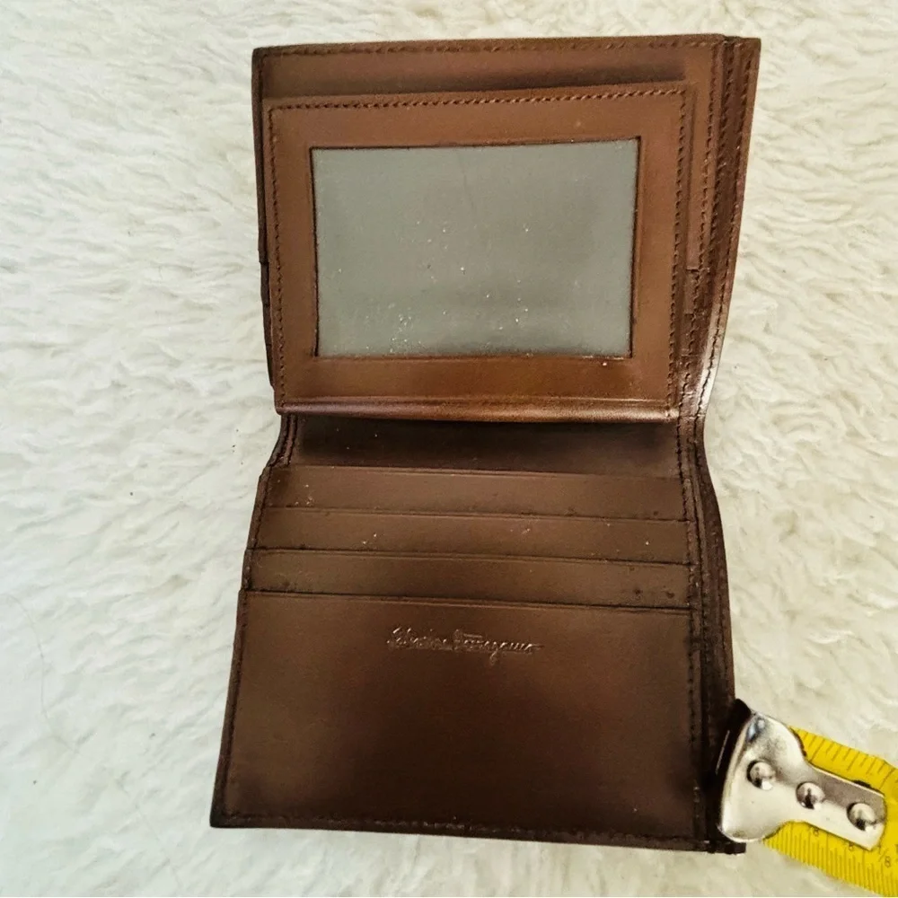 Salvatore Ferragamo Gancini Logo Embossed Brown Tan Wallet